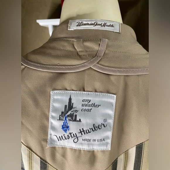 Misty Harbor Trench Coat Hooded Beige Kahaki Long Belted Jacket Women’s 12 Vtg - Picture 13 of 16